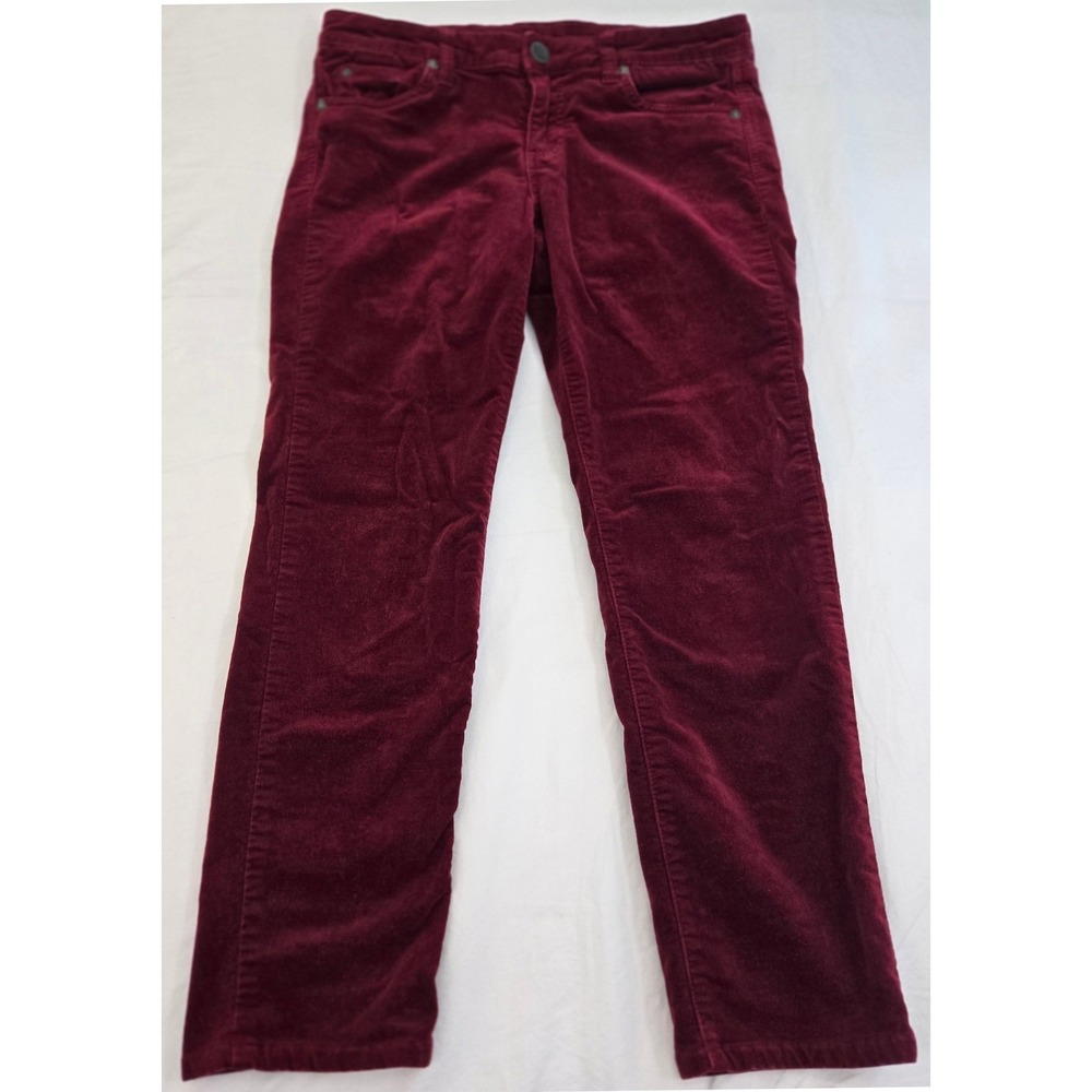 KUT from the KLOTH 8 Corduroy‎ Skinny Pants Burgundy Wine Stretch Fall Holiday